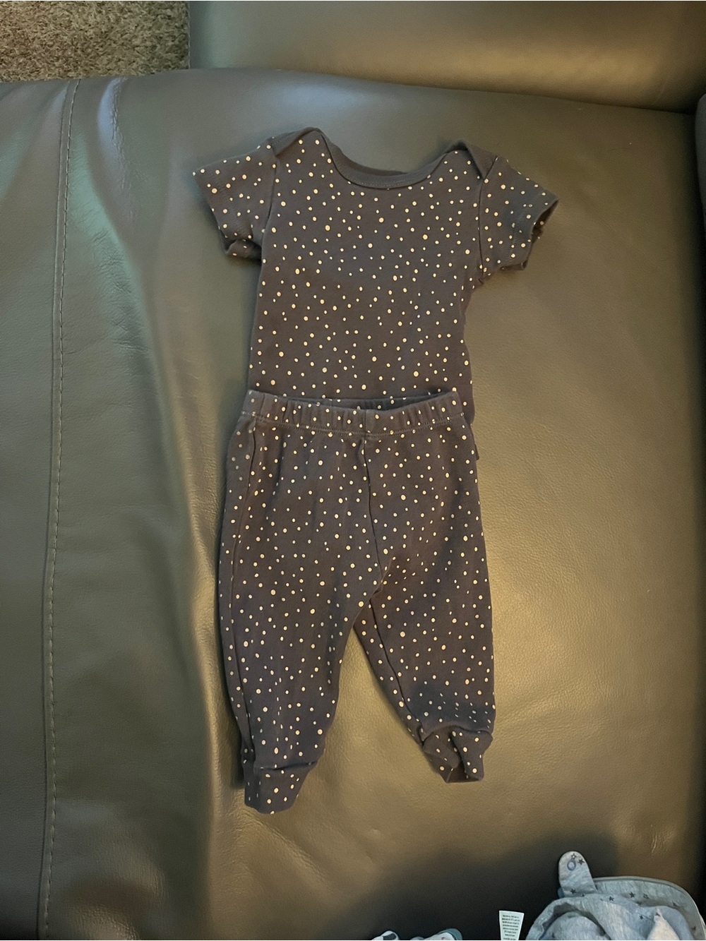 Grey Polka Dot Baby Matching Bodysuit & Pants Set
